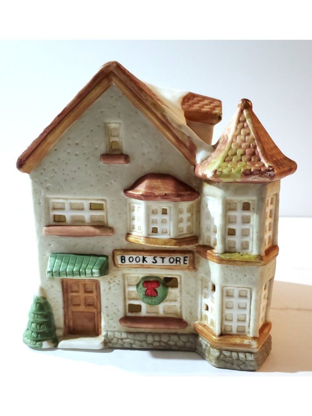 BOOKSTORE Christmas Village building w/ Light shop book store Venture Memories